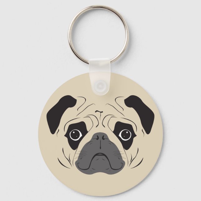 Pug Face Silhouette Keychain (Front)