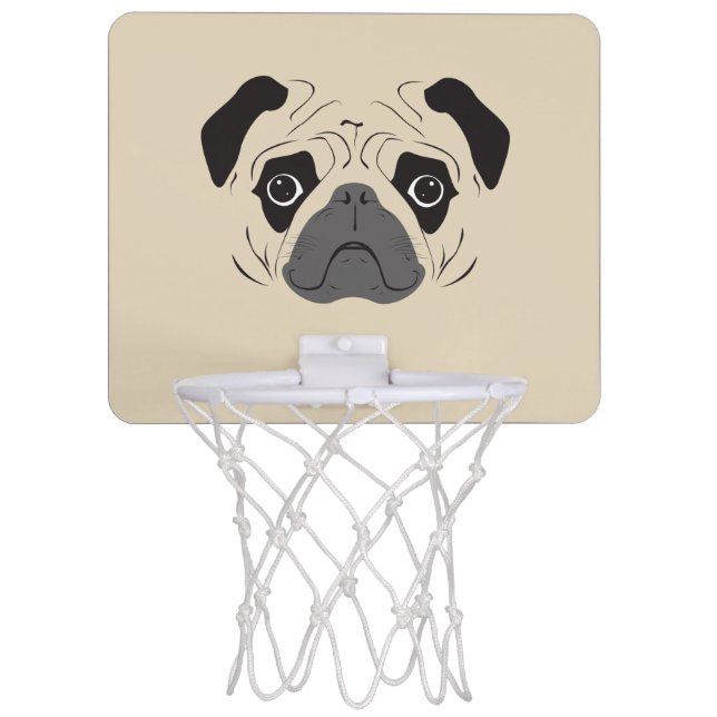 Pug Face Silhouette Mini Basketball Hoop (Front)