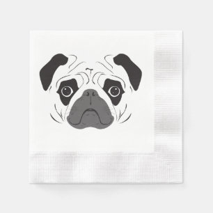 Pug Face Silhouette Napkins