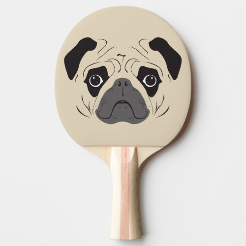 Pug Face Silhouette Ping Pong Paddle