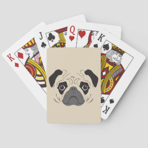 Pug Face Silhouette Poker Cards
