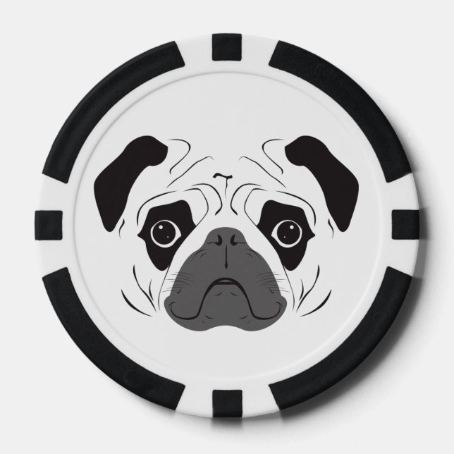 Pug Face Silhouette Poker Chips (Front)