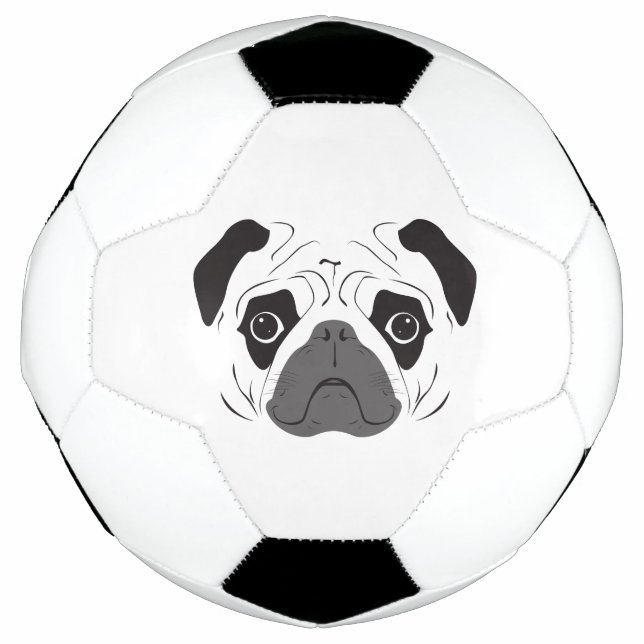 Pug Face Silhouette Soccer Ball (Front)