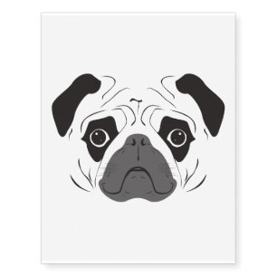 Pug Face Silhouette Temporary Tattoos