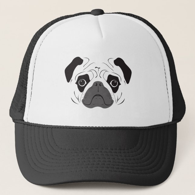 Pug Face Silhouette Trucker Hat (Front)