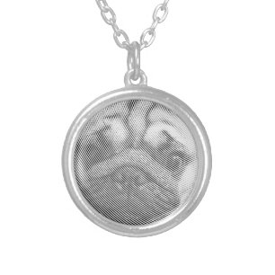 Pug Face Silver Plated Necklace