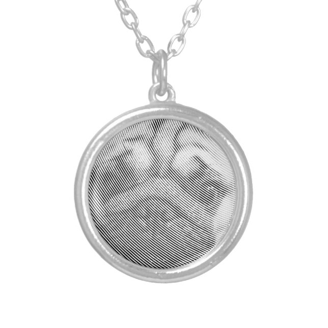 Pug Face Silver Plated Necklace (Front)