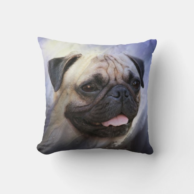 Pug face throw pillow (Front)