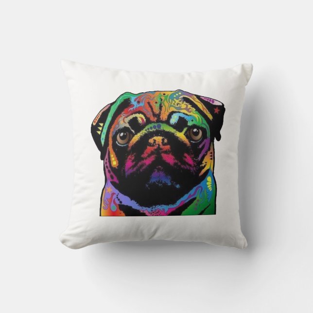Pug Face Throw Pillow (Front)