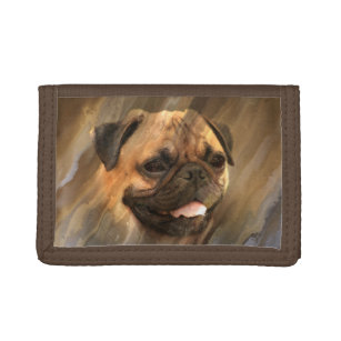 CTM Kids Pug Dog Face Print Trifold Wallet with Hook and Loop Closure