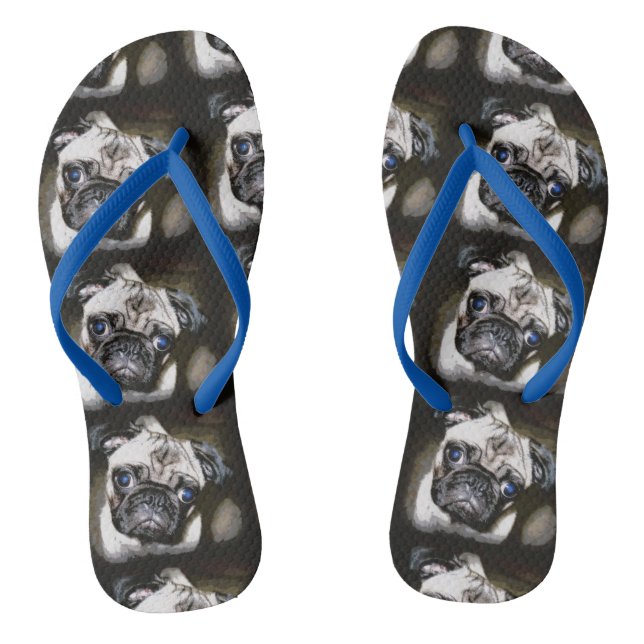 pug  faces black flip flops (Footbed)