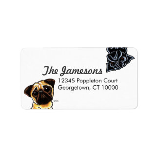 Pug Family Pet Name Personalized Custom Color Label