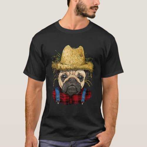 Pug Farmer Farming Agriculture Rancher Pug Mom Dad T_Shirt