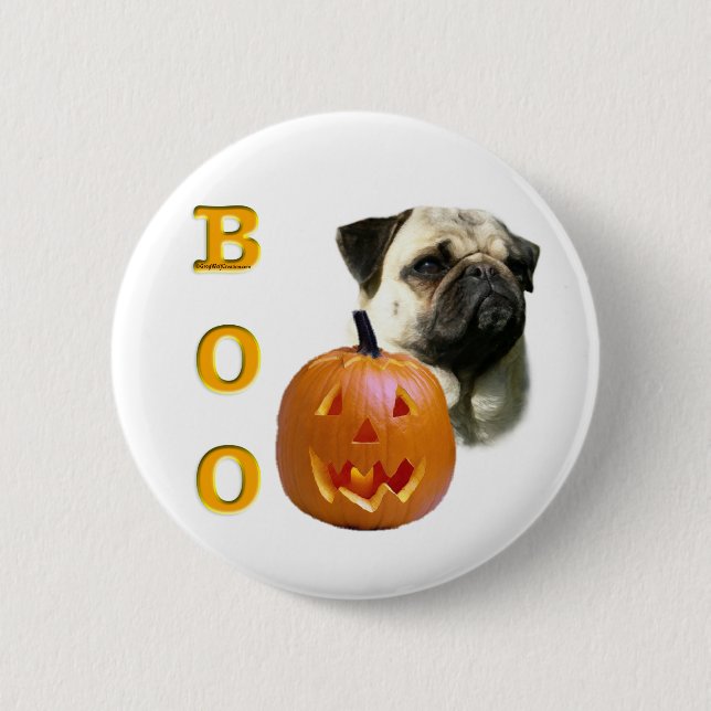 Pug (fawn) Boo Button (Front)