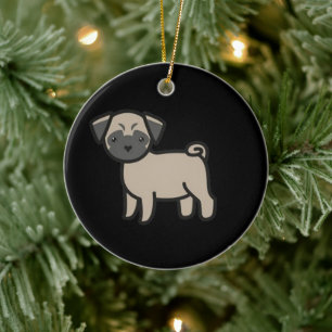 Pug Fawn Cartoon Ceramic Ornament