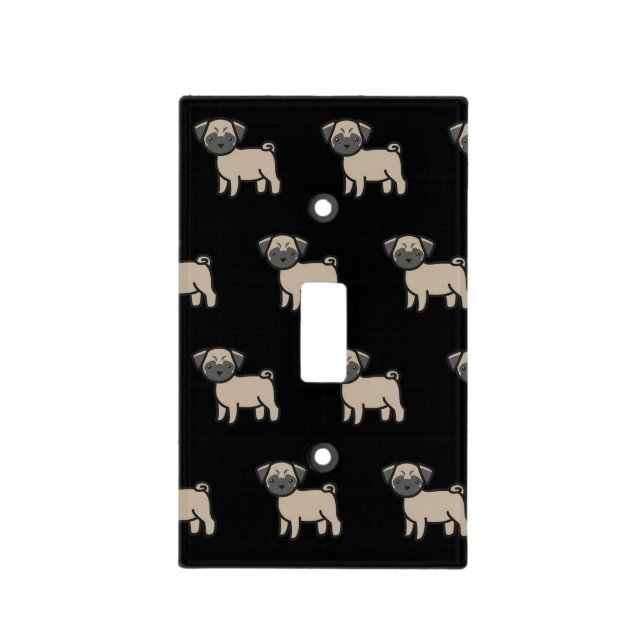 Pug Fawn Cartoon Light Switch Cover (Front)