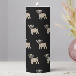 Pug Fawn Cartoon Pillar Candle