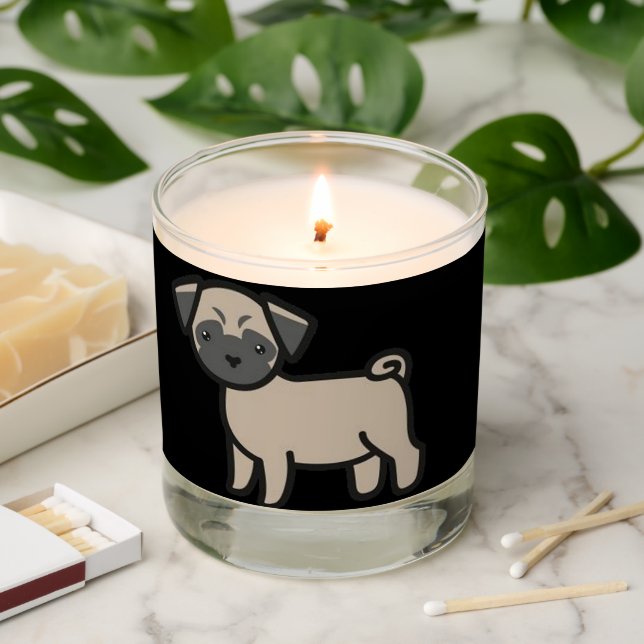 Pug Fawn Cartoon Scented Candle (Lit)