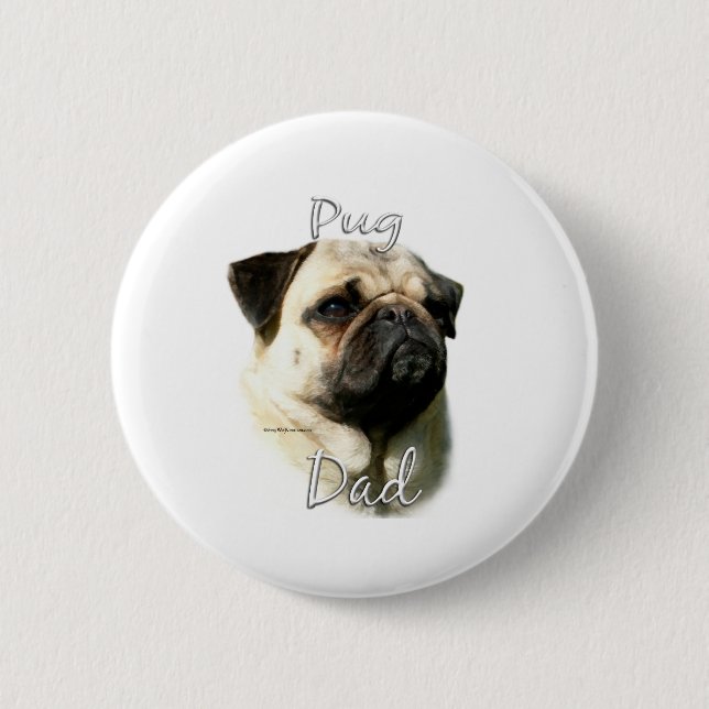Pug (fawn) Dad 2 Pinback Button (Front)