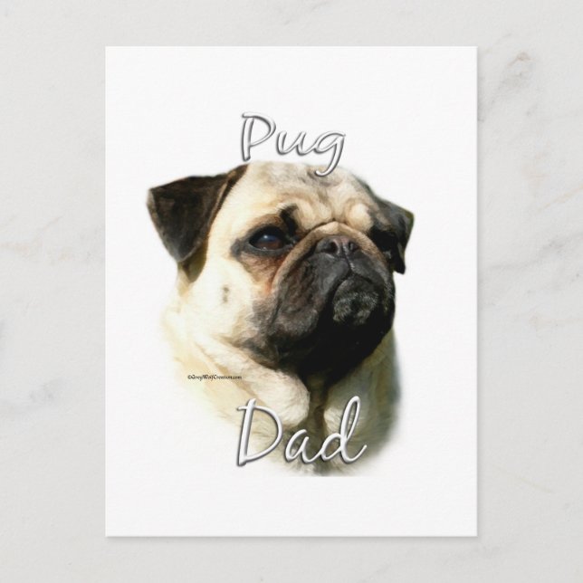 Pug (fawn) Dad 2 Postcard (Front)