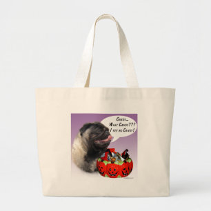 Pug (fawn) Halloween Candy Large Tote Bag
