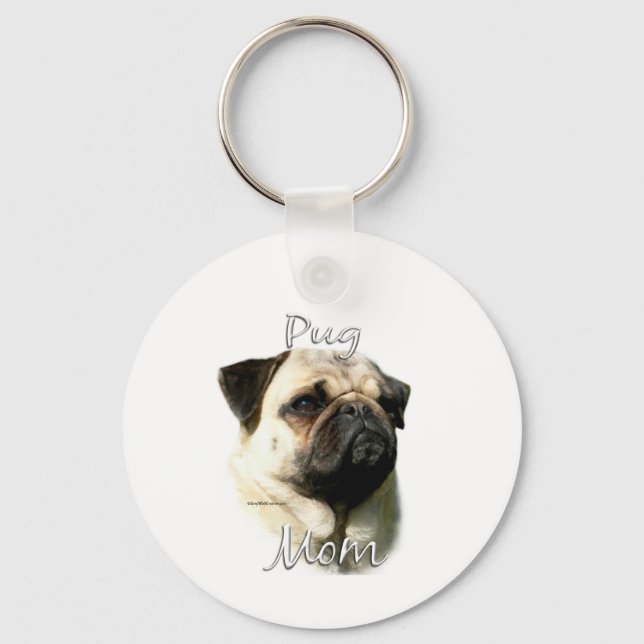 Pug (fawn) Mom 2 Keychain (Front)
