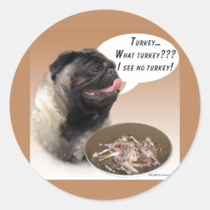 Pug (fawn) Turkey Classic Round Sticker
