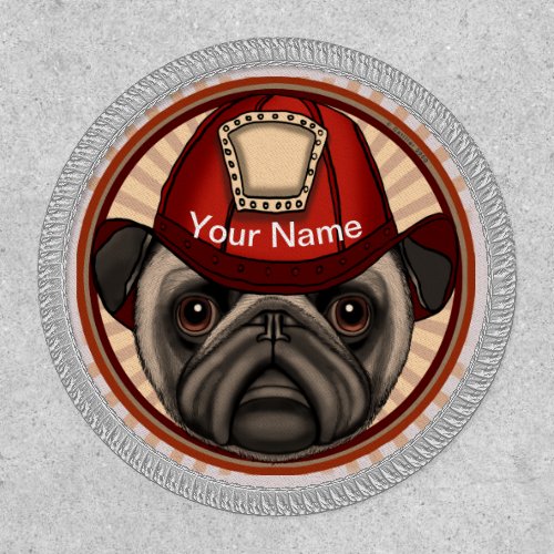 Pug Firefighter custom name Patch