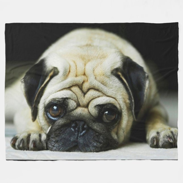 Pug Fleece Blanket (Front (Horizontal))
