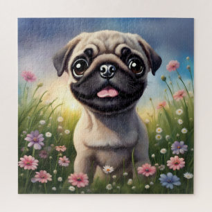 Pug Flowers Jigsaw Puzzle