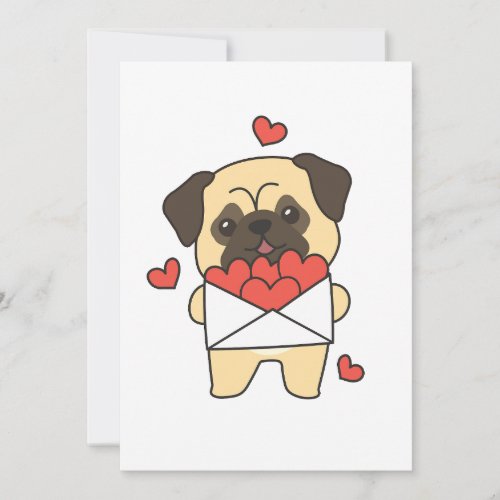  Pug For Valentines Day Cute Animals Heart Holiday Card