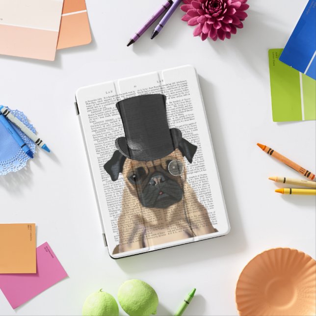 Pug, Formal Hound and Hat iPad Pro Cover (Desk)