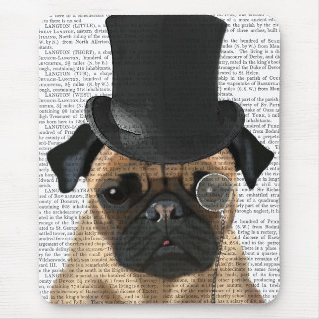 Pug, Formal Hound and Hat Mouse Pad (Front)