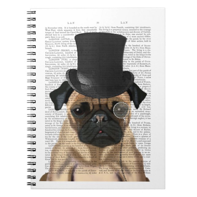 Pug, Formal Hound and Hat Notebook (Front)
