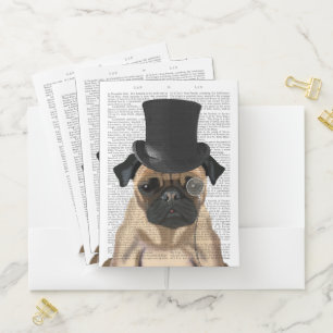 Pug, Formal Hound and Hat Pocket Folder