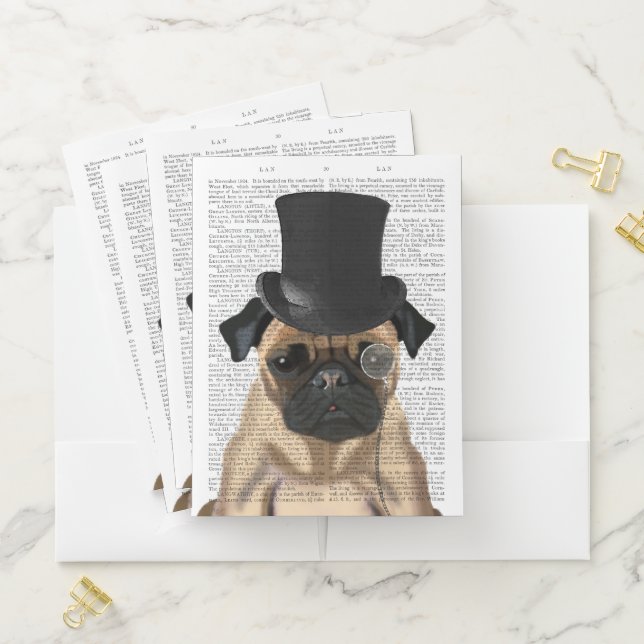 Pug, Formal Hound and Hat Pocket Folder (In Situ)