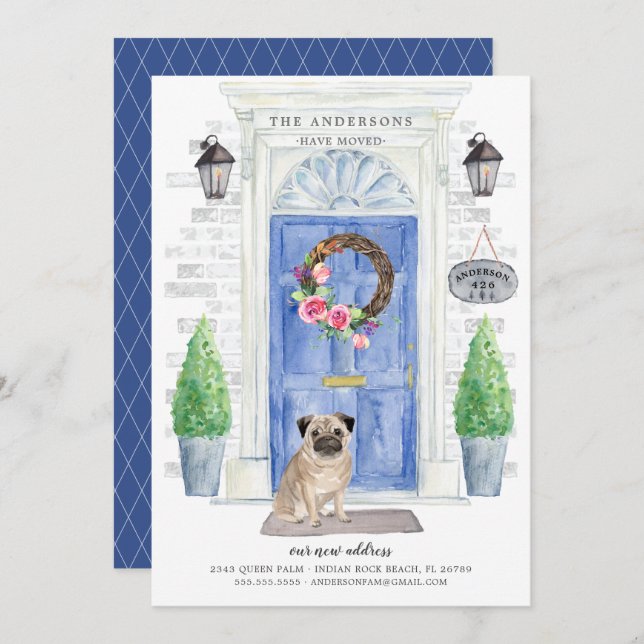 Pug Front Door Moving Announcement (Front/Back)