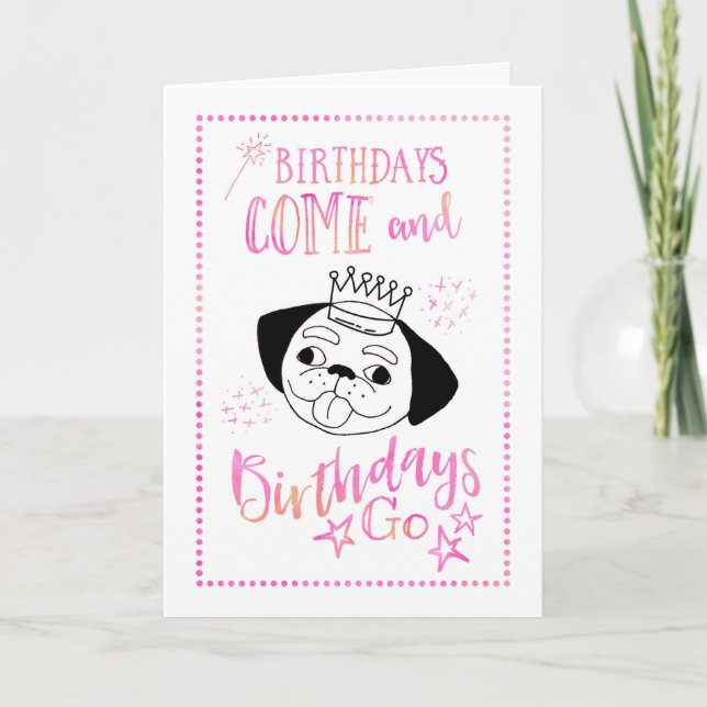 Pug Funny Birthday Poem Card (Front)