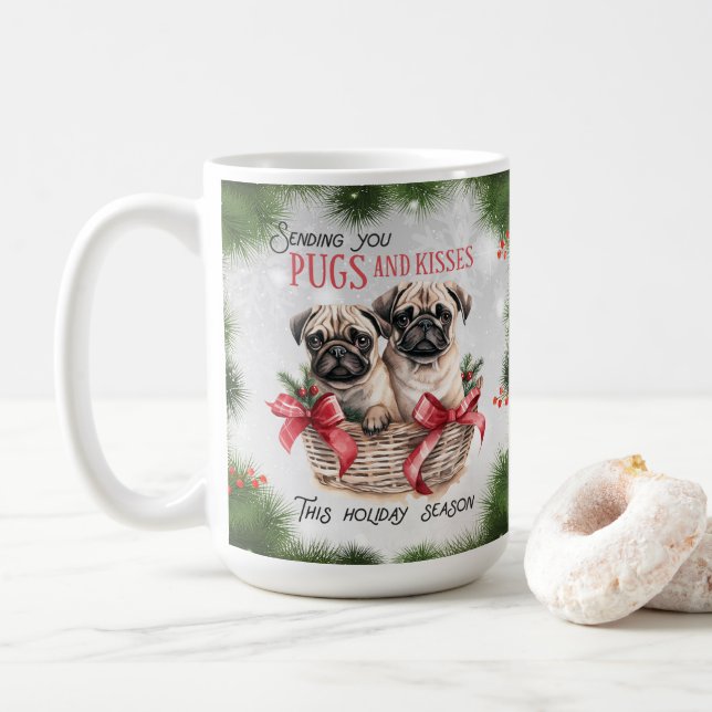 Pug Funny Christmas Dog Coffee Mug (With Donut)