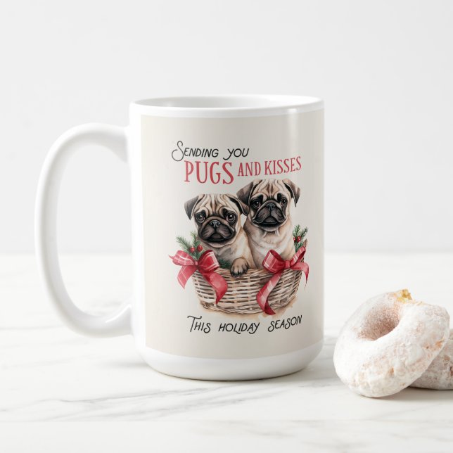 Pug Funny Christmas Dog Coffee Mug (With Donut)