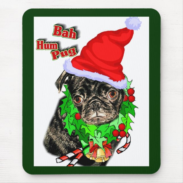 Pug  Funny Christmas Gifts Mouse Pad (Front)