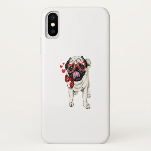 Pug Funny Cute Dog Valentine Gift Heart Gift iPhone XS Case