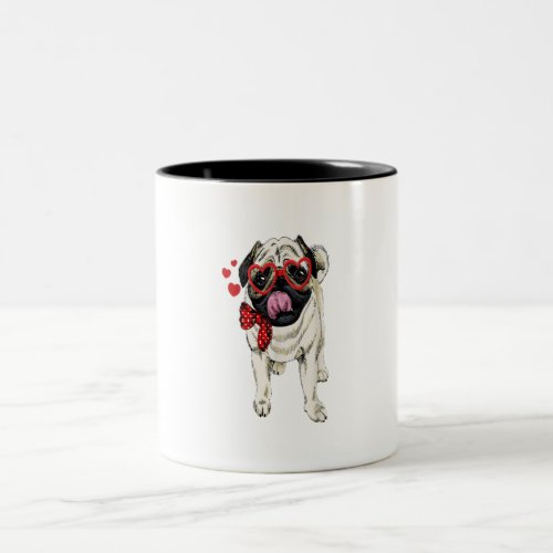 Pug Funny Cute Dog Valentine Gift Heart Gift Two_Tone Coffee Mug