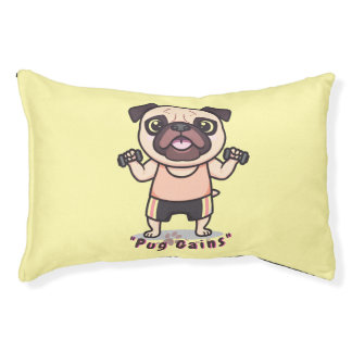 Pug Gains | Funny Gym-Inspired Dog Bed for Strong