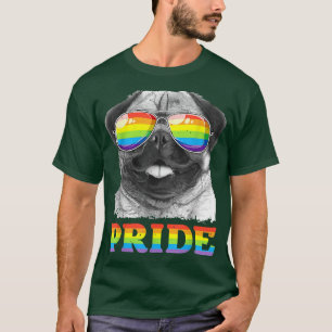 Pug Gay Pride LGBT Rainbow Flag Sunglasses T LGBT T-Shirt