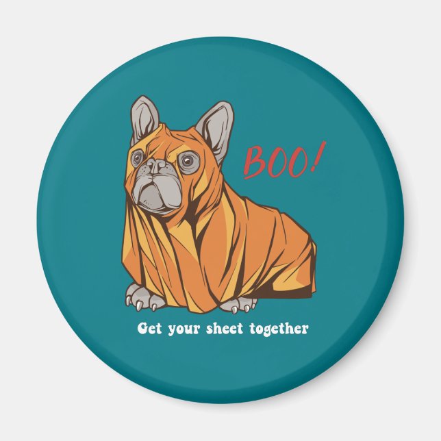 Pug Ghost Costume Dog Lover Funny Halloween Boo Magnet (Front)