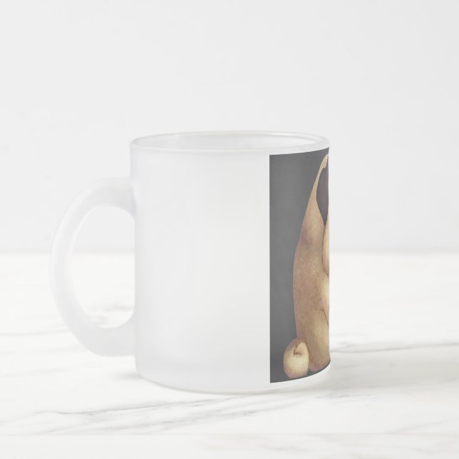 pug glass frosted glass coffee mug (Left)