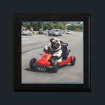 Pug go-kart racing gift box<br><div class="desc">Cute Pug go-kart racing.</div>