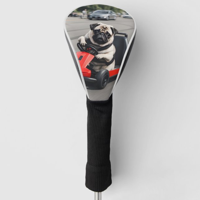 Pug go-kart racing golf head cover (Front)