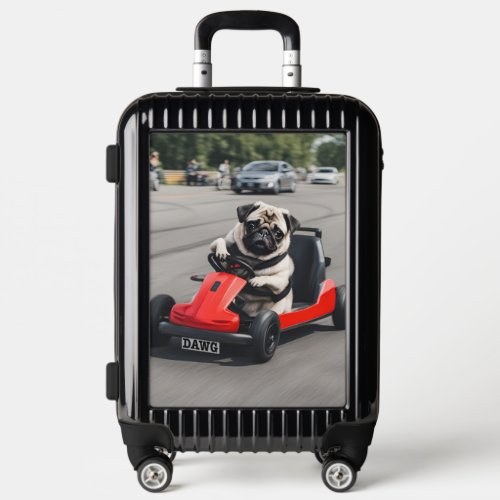 Pug go_kart racing luggage